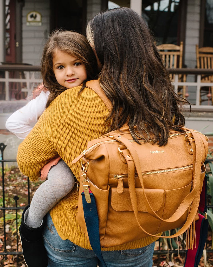 SUGARJACK Lily Luxury Baby Changing Bag in Nude Real Leather