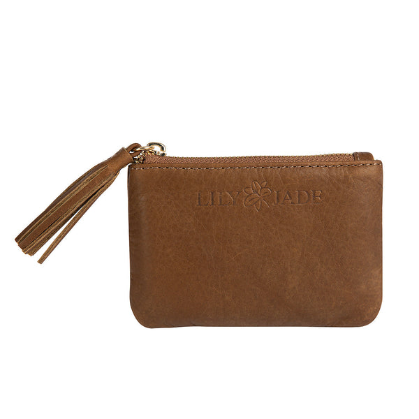 Brown Leather Zipped Coin purse