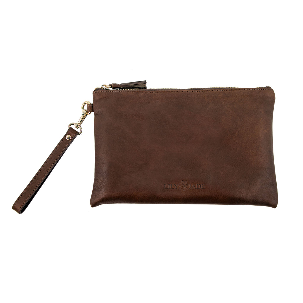 Leather Wristlet - Old English Leather - Lily Jade