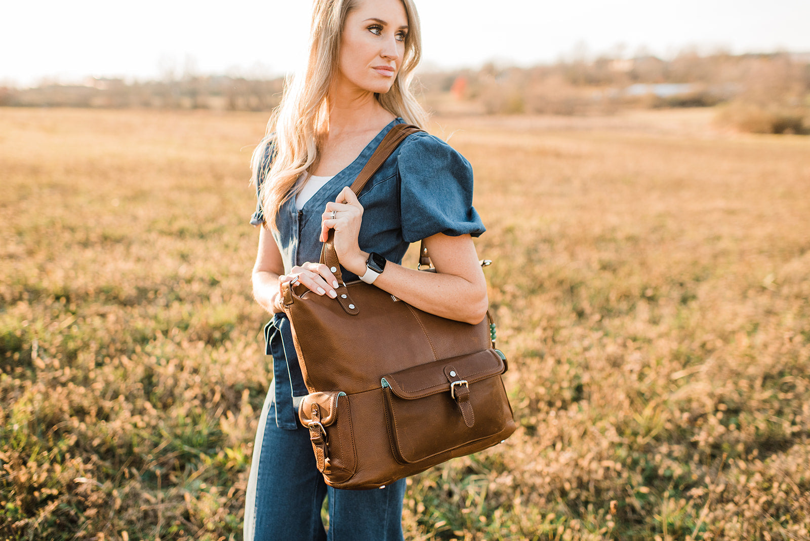 SUGARJACK Lily Luxury Baby Changing Bag in Nude Real Leather